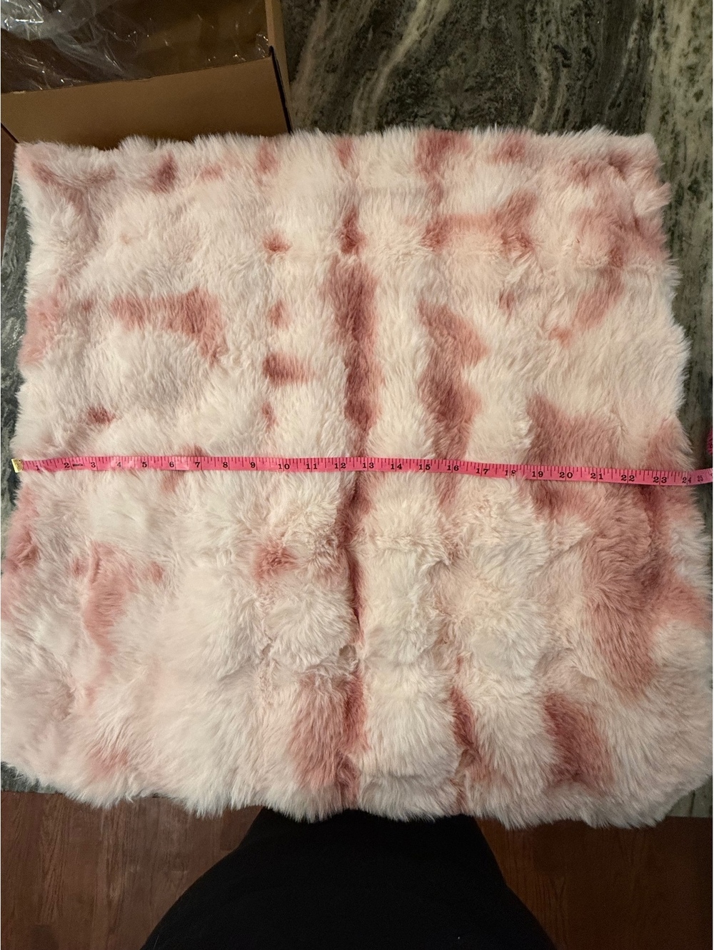 Pack of 2 Faux Fur Throw Pillow Covers 24x24 Inch, Pink White